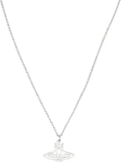 Women's Thin Line Short Flat ORB Pendant Necklace Silver - VIVIENNE WESTWOOD - BALAAN 2