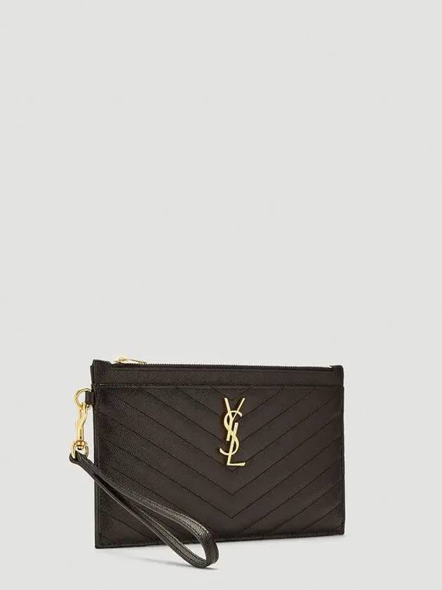 Monogram Quilted Bill Pouch Clutch Bag Black - SAINT LAURENT - BALAAN 3