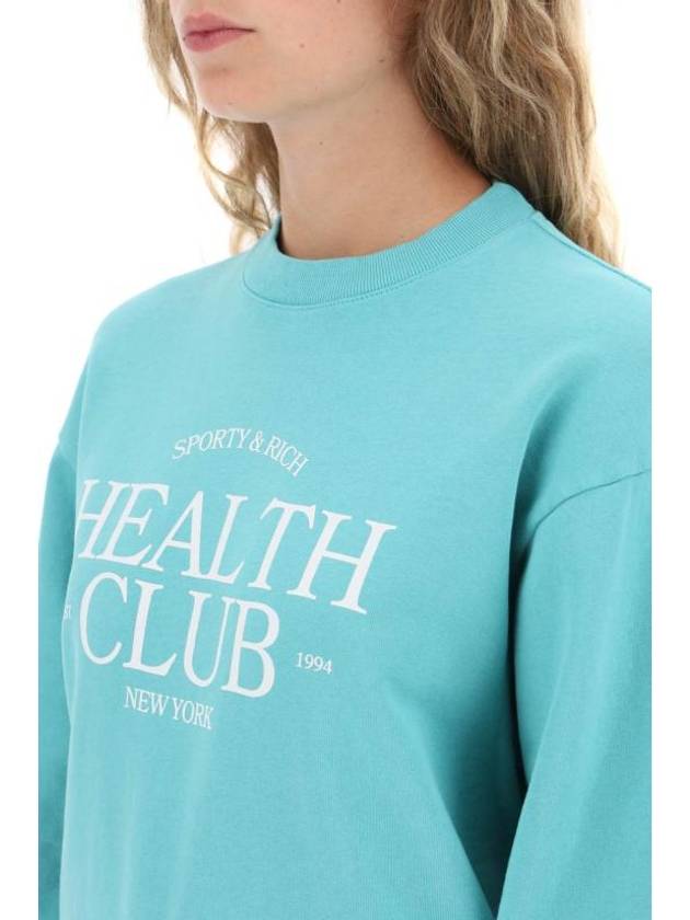 Health Club Print Cotton Sweatshirt Mint - SPORTY & RICH - BALAAN 5