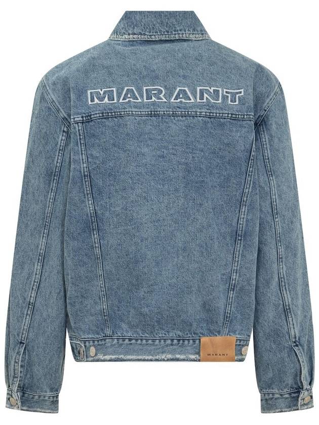 Jango Embroidered Logo Denim Jacket Blue - ISABEL MARANT - BALAAN 3