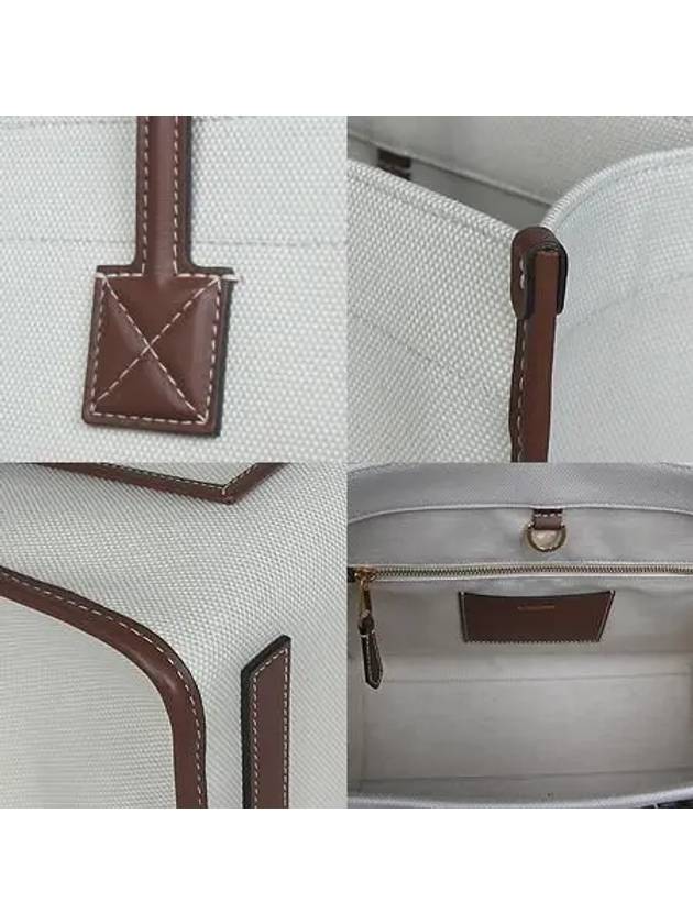 8044138 Ivory Canvas Tan Freya Pocket Small Tote Bag - BURBERRY - BALAAN 5