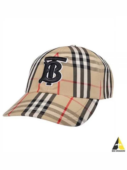 Monogram Motif Vintage Check Cotton Baseball Cap Archive Beige - BURBERRY - BALAAN 2