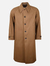 Men's Back Stitch Long Cotton Single Coat Brown - MAISON MARGIELA - BALAAN 4