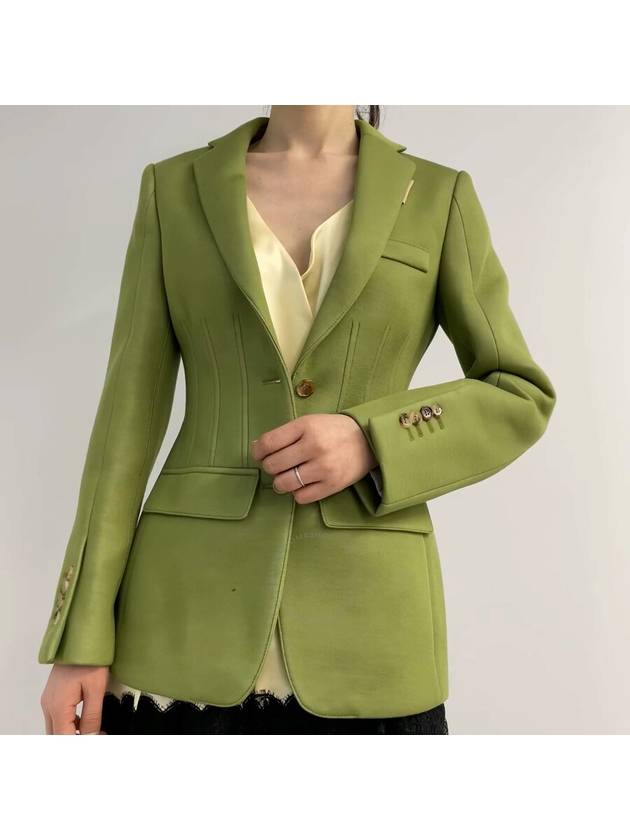 Burberry Cedar Green Double-faced Neoprene Tailored Jacket, Brand Size 4 (US Size 2) - BURBERRY - BALAAN 1