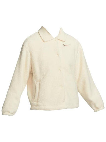 Sportswear Collared High Pile Jacket Coconut Milk - NIKE - BALAAN 1