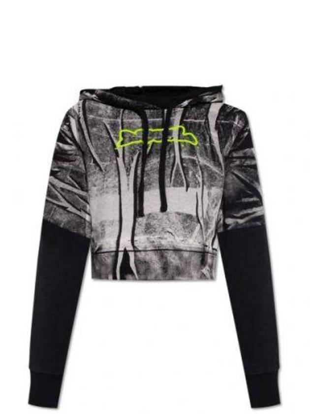 F Slimy Hood Crease Effect Print Hoodie White - DIESEL - BALAAN 2