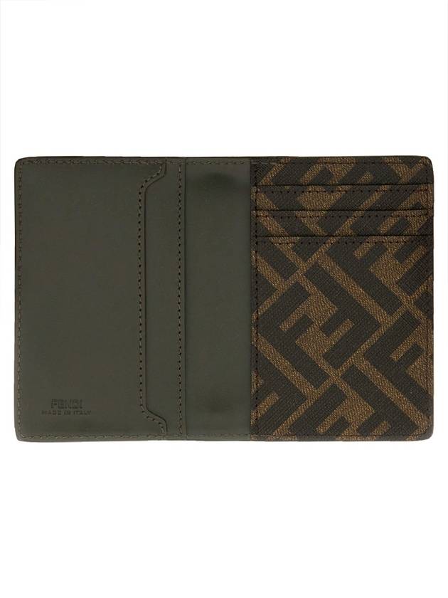 FF Squared Leather Card Holder Green - FENDI - BALAAN 4