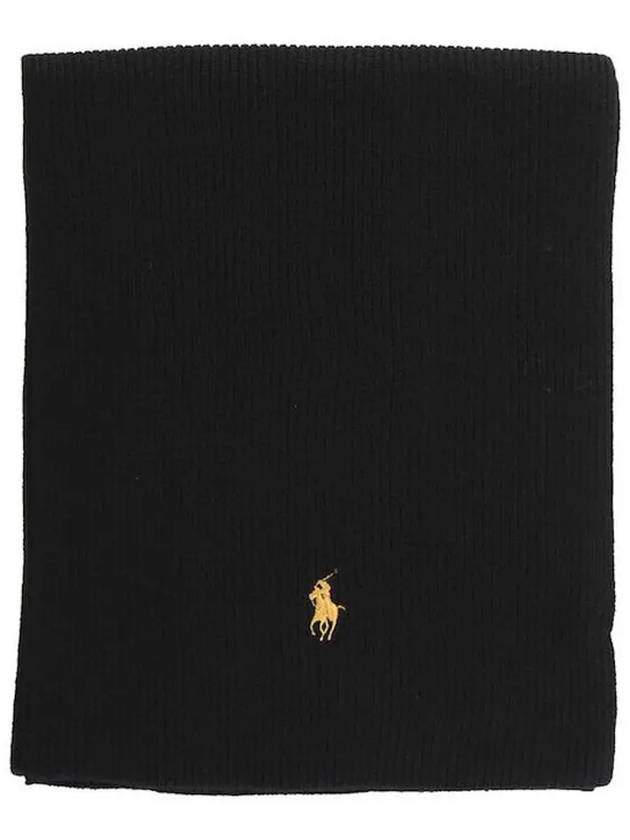 Yellow Pony Ribbed Muffler Black 710886136 008 - POLO RALPH LAUREN - BALAAN 1