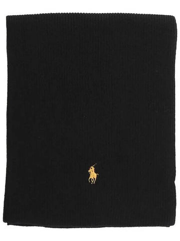 Yellow Pony Ribbed Muffler Black 710886136 008 - POLO RALPH LAUREN - BALAAN 1