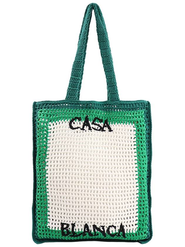 Logo Tennis Crochet Tote Bag Green White - CASABLANCA - BALAAN 3