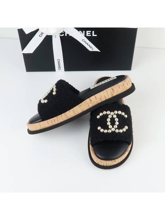 Pearl CC Logo Tweed Slippers G45575 B16466 94305 - CHANEL - BALAAN 6