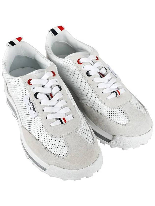 Women Vitello Calf Tech Runner Clear Sole Low Top Sneakers White - THOM BROWNE - BALAAN 2