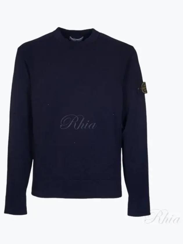 Compass Badge Crewneck Virgin Wool Knit Top Navy - STONE ISLAND - BALAAN 2