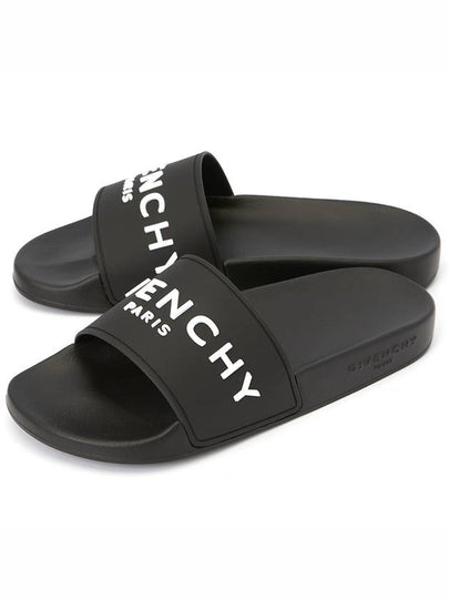 Logo Rubber Flat Slide Slippers Black - GIVENCHY - BALAAN 2