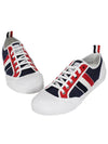 Diagonal Striped Canvas Low-Top Sneakers Navy White - THOM BROWNE - BALAAN 5