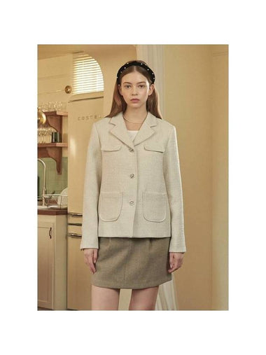 Women's Graceful Tweed Jacket Cream - MICANE - BALAAN 1