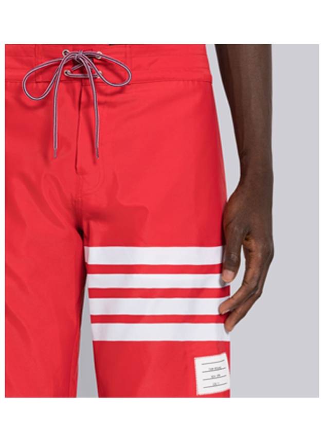 Men s Diagonal Drawstring Waist Board Swim Shorts Red - THOM BROWNE - BALAAN 6