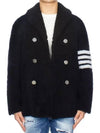 Men's 4 Bar Unconstructed Classic Shearling Double Coat Black - THOM BROWNE - BALAAN 3