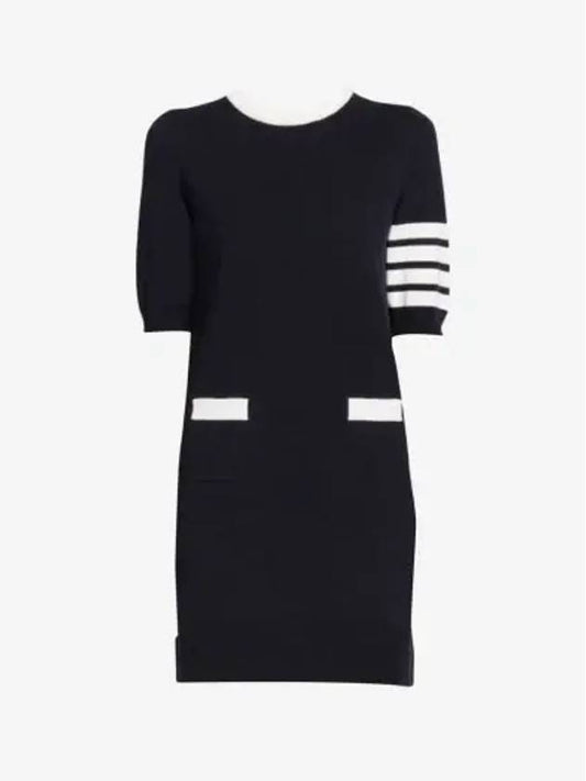 Diagonal Hector Outline Short Dress Navy - THOM BROWNE - BALAAN 2