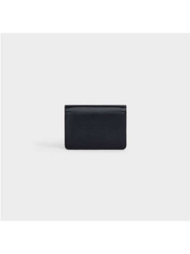 Triomphe Shiny Calfskin Flap Card Wallet Black - CELINE - BALAAN 4