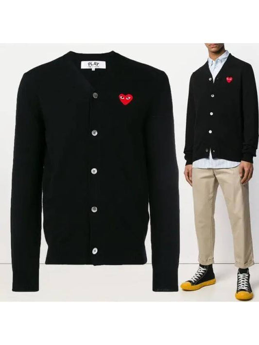 Red Waffen Vneck Cardigan Black AZN0080511 - COMME DES GARCONS - BALAAN 1