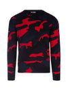 Camouflage Cashmere Knit Top Black Red - VALENTINO - BALAAN.