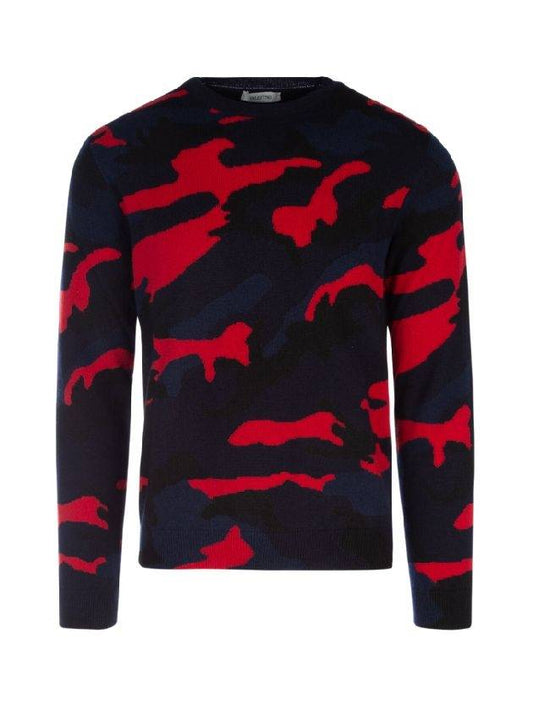 Camouflage Cashmere Knit Top Black Red - VALENTINO - BALAAN 1