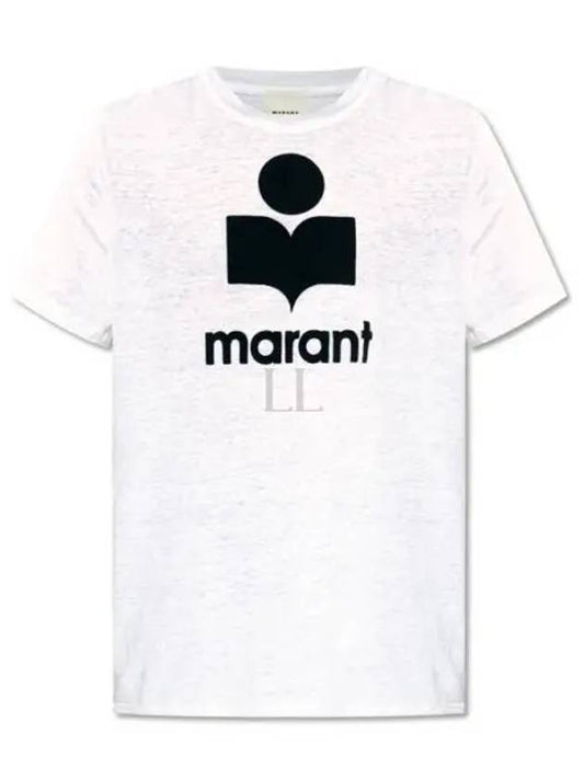 Karman Logo Print Linen Short Sleeve T-Shirt White - ISABEL MARANT - BALAAN 2