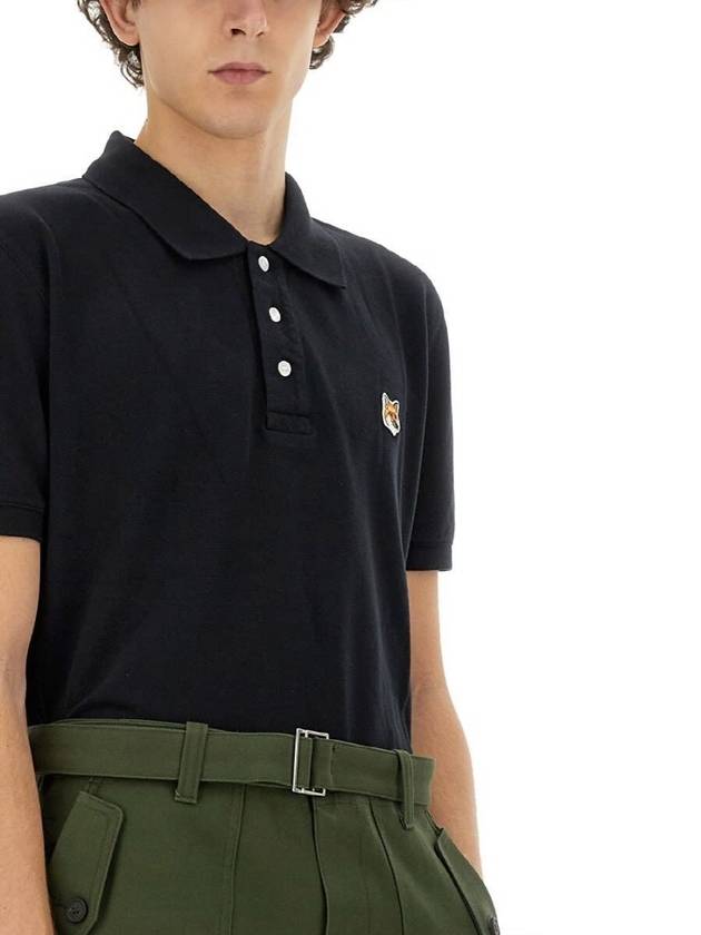 Fox Head Patch Cotton Polo Shirt Black - MAISON KITSUNE - BALAAN 6