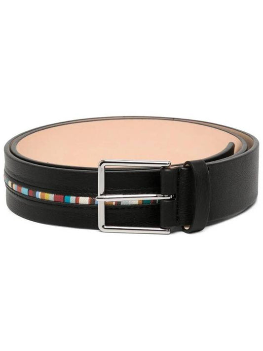 signature striped leather belt black - PAUL SMITH - BALAAN 1