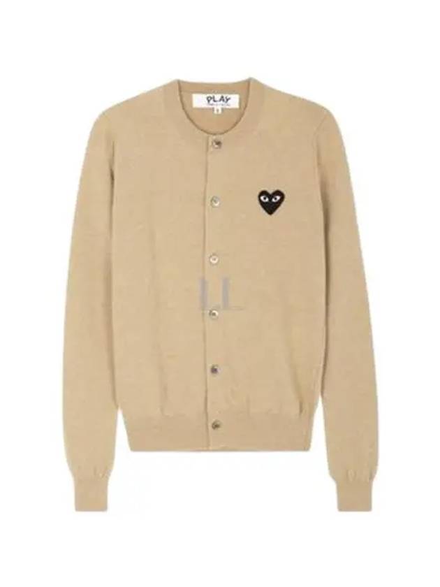 Black Heart Wappen Wool Round Neck Cardigan Beige - COMME DES GARCONS PLAY - BALAAN 2