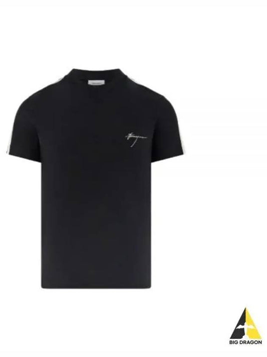 Embroidered Logo Cotton Short Sleeve T-Shirt Black - SALVATORE FERRAGAMO - BALAAN 2