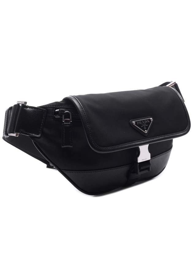 Re-Nylon Saffiano Leather Shoulder Bag Black - PRADA - BALAAN 4