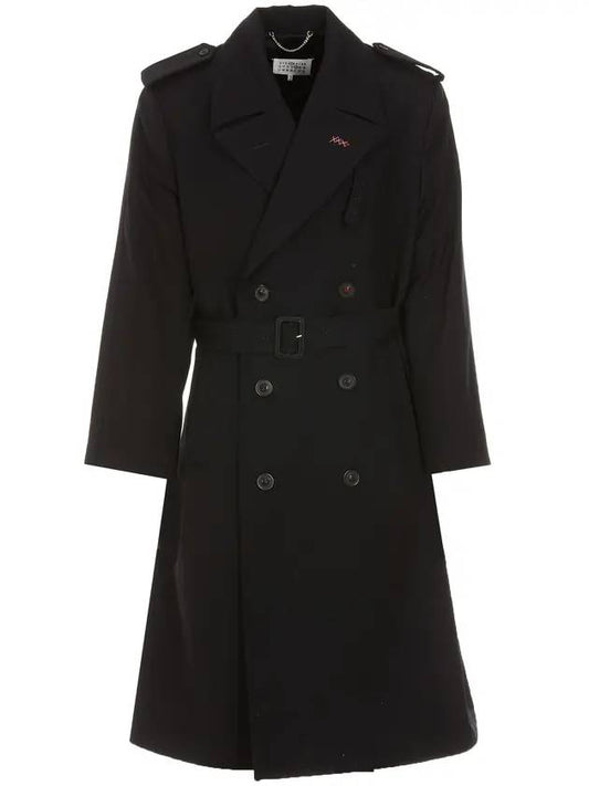 Men's Belted Trench Coat Navy - MAISON MARGIELA - BALAAN.