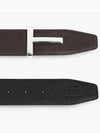Sliver Soft Grain Leather T Icon Belt Brown Black - TOM FORD - BALAAN 4