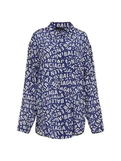 All Over Logo Shirt Blue - BALENCIAGA - BALAAN 2