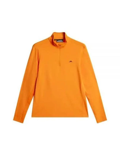 Men's Luke Quarter Zip Mid Layer Long Sleeve T-Shirt Persimmon Orange - J.LINDEBERG - BALAAN 2