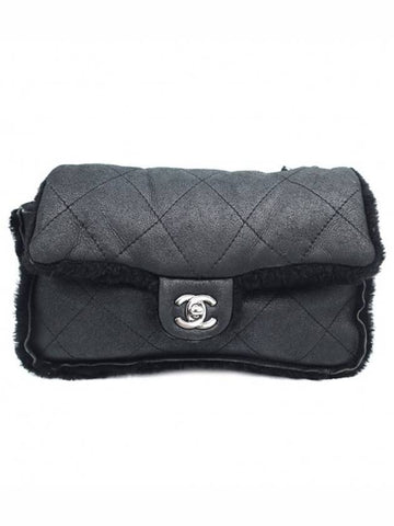 Women s Chanel Black Leather Silver Rabbit Fur Flap Chain Small Shoulder Bag 9th Unit gt Gangbuk used luxury goods - CHANEL - BALAAN 1