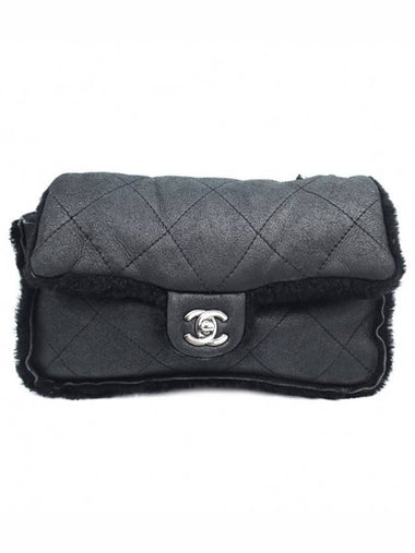 Women s Chanel Black Leather Silver Rabbit Fur Flap Chain Small Shoulder Bag 9th Unit gt Gangbuk used luxury goods - CHANEL - BALAAN 1