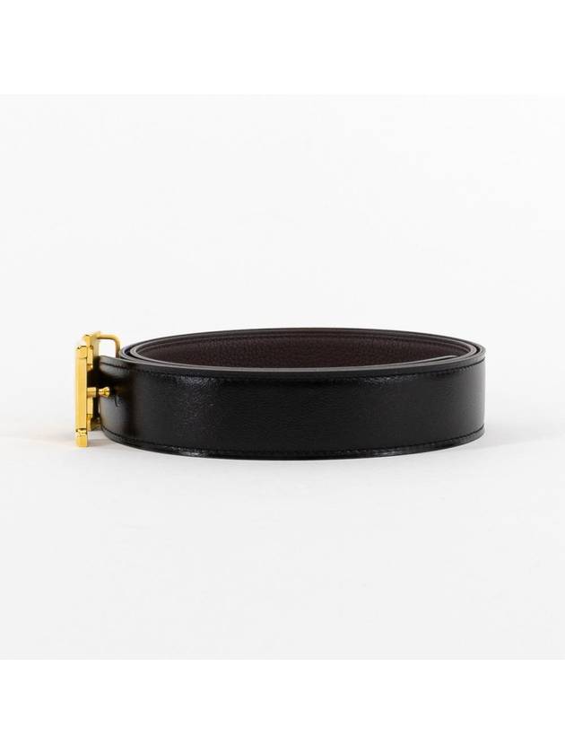 H Buckle 32MM Reversible Leather Belt Chocolate Black - HERMES - BALAAN 4