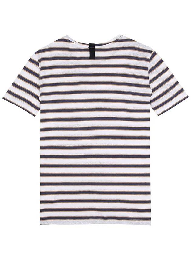 Striped linen blend short sleeve t-shirt STEE155 - IKALOOOK - BALAAN 2