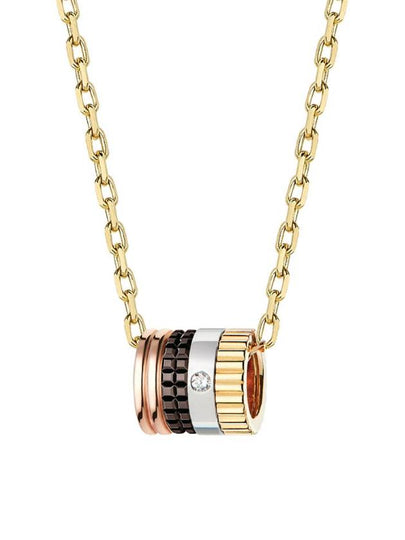 Quatre Mini Ring Pendant Necklace Gold White Pink - BOUCHERON - BALAAN 2