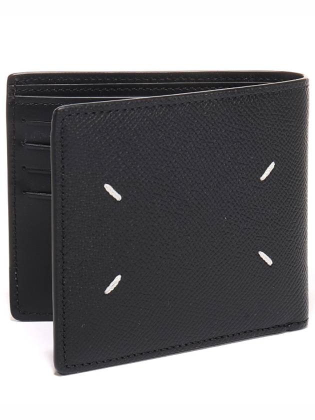 Stitched Bifold Leather Half Wallet Black - MAISON MARGIELA - BALAAN 2