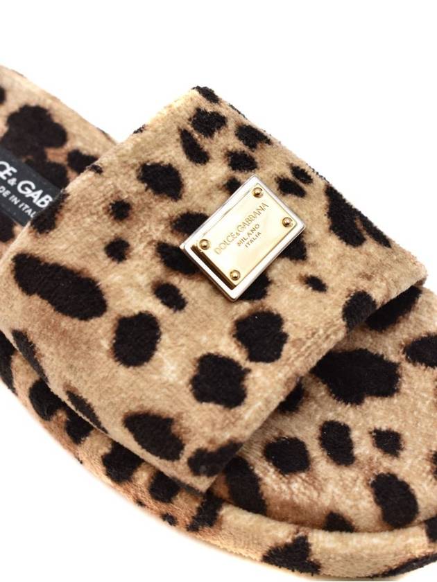 Leopard Print Fleece Slippers Brown - DOLCE&GABBANA - BALAAN 5