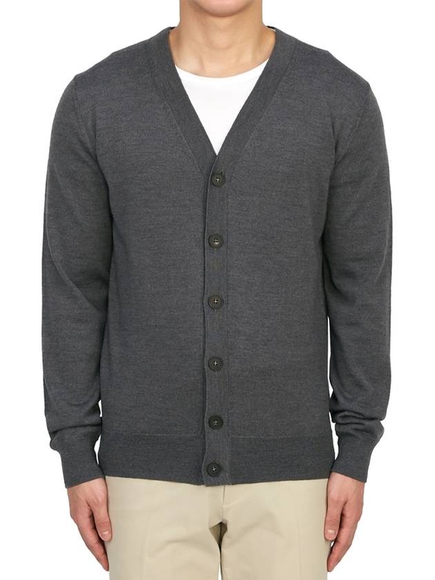 Samuel V-Neck Wool Cardigan Dark Grey - A.P.C. - BALAAN 2