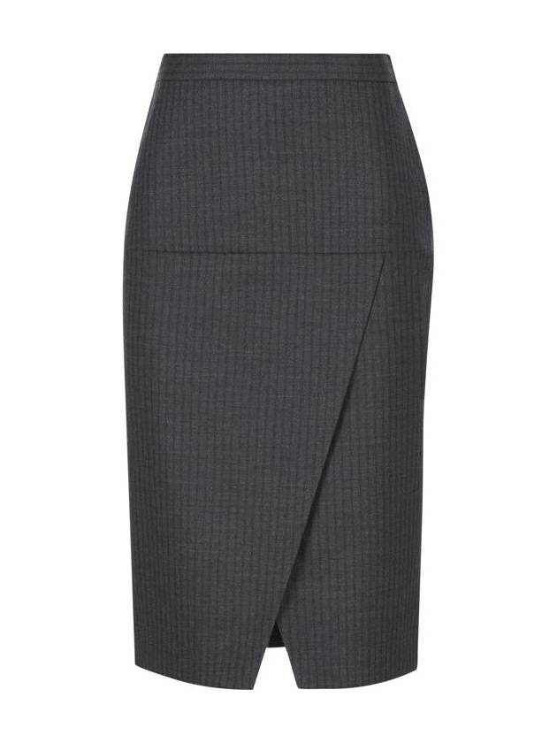 Pinstripe Wool Pencil Skirt Grey - FENDI - BALAAN 2