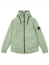 Men's Brushed Cotton Canvas Hooded Jacket Green - STONE ISLAND - BALAAN 2