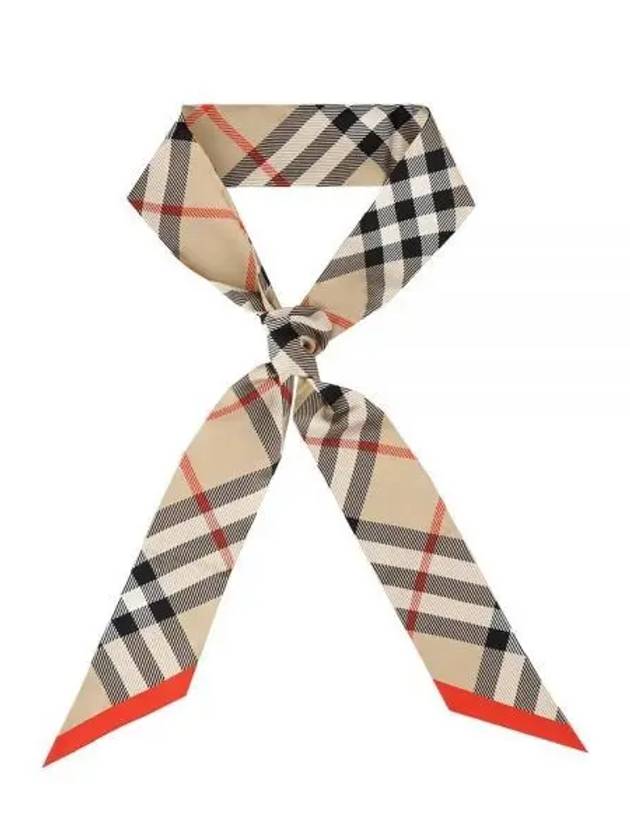 Check Red Hem Silk Scarf Beige - BURBERRY - BALAAN 2