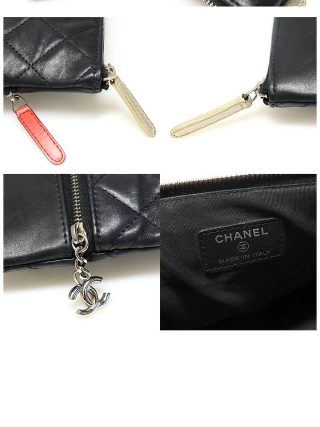 Women s Chanel Black Lambskin Quilted Silver CC Logo Zipper Large Clutch 18th gt Pouch Gangbuk used luxury goods - CHANEL - BALAAN 8