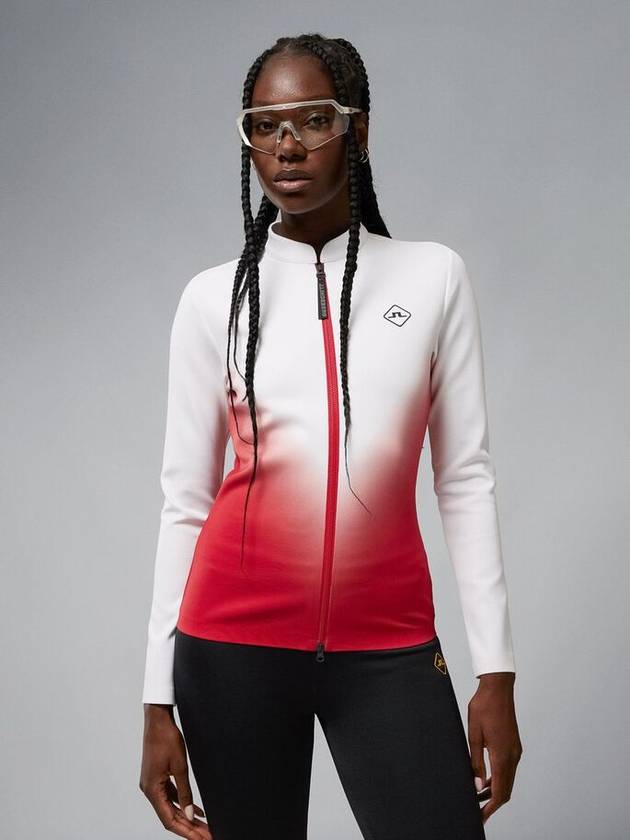 Halo Full Zip Mid Layer Zip Up Jacket White Red - J.LINDEBERG - BALAAN 2